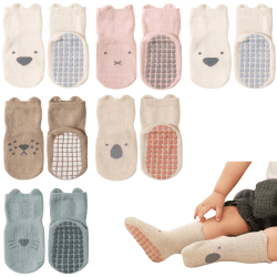 Adorel Baby Stoppersocken Baumwolle Antirutsch Krabbelsocken ABS Socken 6er-Pack 0-12 Monate Tiere