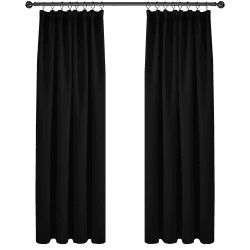 Deconovo Verdunkelungsgardinen mit Kräuselband Gardinen Kinderzimmer Vorhang Blickdicht Kälteschutz, 229x168cm(HöhexBreite), Schwarz, 2er Set H229 x B168 cm (2er Pack) Schwarz