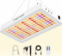 DragonLight 2024 Neueste BW3000 LED Grow Lampe Vollspektrum mit UV IR, Doppelchips Pflanzenlampe LED mit 8/12/16H Timer 3-Meter-Kabel für Gewächshaus und Zimmerpflanzen Gemüse Blumenanbau Weiß BW3000