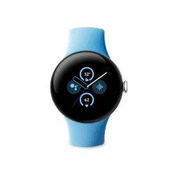 Google Pixel Watch 2 - das Beste von Google und Fitbit – Herzfrequenzmessung, Stressmanagement, Sicherheitsfunktionen – Android – Aluminiumgehäuse in Polished Silver – Sportarmband in Bay – WLAN Pixel Watch 2 wifi Watch 2 wifi Bay
