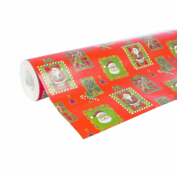 Clairefontaine 211302C - Rolle Geschenkpapier Alliance 50mx0m70, 60g, Weihnachtsmann Mosaik, 1 Rolle Weihnachten Mosaik
