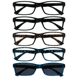Opulize Unisex Pep Lesebrille (1er Pack) +3,00 Dioptrien Gemischted - 4 X Klar - 1 X Blau Sonne Leser