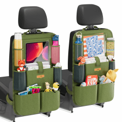 SURDOCA Autositz-Organizer – 4th Generation verbesserter Auto Rücksitz für bis zu 11-Zoll Tablet, 8 Taschen, Kinderspielzeug-Aufbewahrung, wasserdichter Rücksitzschutz für Kinder 2 Armeegrün