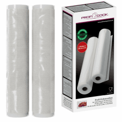 ProfiCook® Vakuumierbeutel | Vakuumierfolie für alle Marken | 2 Rollen à 28cm x 6m | Vakuumbeutel Lebensmittel | stark & reißfest | Vakumierergerät Beutel für Sous-Vide | 100% dicht | kochfest