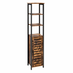 VASAGLE Hochschrank, schmaler Küchenschrank, 3 offene und 2 versteckte Ablagen, Badezimmerschrank, 37 x 30 x 167 cm, vintagebraun-schwarz LSC37BX