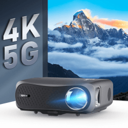 WLAN Beamer 4K LED Tageslicht Kabellos Smart Heimkino LCD Deckenbeamer WiFi und Bluetooth 1000 ANSI Lumens mit Android TV Netflix HDMI USB Drahtlose 4D Trapezkorrektur Zoomfunktion Staubschutz 2024 Grau