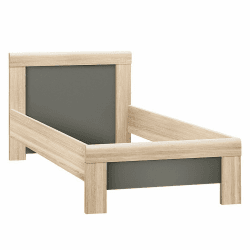 FORTE Yoop Jugendbett, Liegefläche 90 x 200 cm, Holzwerkstoff, Sonoma Eiche kombiniert mit Grau Matt,203,5 x 94 x 50 cm