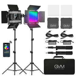 GVM LED Videolicht RGB,800D LED Videobeleuchtung mit Stativ, App-Steuerung 40W LED Fotografie Dauerlicht, LED Studiolicht für Foto Studio Video YouTube, 18 Lichtszenen videoleucht 3200K-5600K, CRI97+