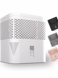 BonAura® AirOne Lite Luftentfeuchter ohne Strom mit 360° Belüftung I Raumentfeuchter mit Ausgießer & 450g Luftentfeuchter Granulat I Raum Entfeuchter für Bad & Küche bis 16m² Off White