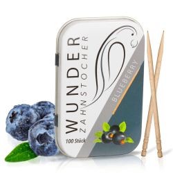 Wunder Zahnstocher - Zahnstocher mit Geschmack - gute Alternative zu Kaugummi - hilft gegen Nägelkauen - frischer Atem mit Aromatisierte Zahnstocher - Zuckerfrei, Vegan (Blaubeere) BLUEBERRY - BLAUBEERE