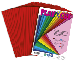 PLAY-CUT Tonpapier A4 Weihnachtsrot (130g/m2) | 20 Bogen Din A4 Papier zum Basteln Drucken | Dickes Bedruckbares Bastelpapier Set und Druckerpapier A4 | Premium Tonzeichenpapier & Craft Paper