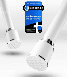 MEISENBERG Teleskopstange - Weiß Gardinenstange ohne Bohren – Klemmstange Ausziehbar, Vorhangstange zum Klemmen - Ideal für Vorhang & Gardinen, Ø32mm (170-220 cm) 170 x 220 cm Weiß