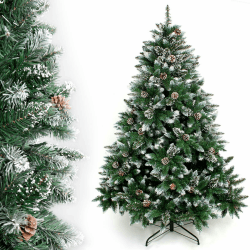 Yorbay künstlicher Weihnachtsbaum Tannenbaum mit Ständer 120cm-240cm für Weihnachten-Dekoration Mehrweg (Weihnachtsbaum mit Schnee, 210cm)