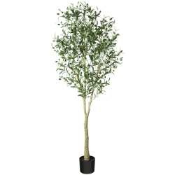 CROSOFMI Künstliche Olivenbaum Pflanzen 180cm Fake Tropische Plastik Pflanze Perfekte Große Pflanzen im Topf für Indoor Outdoor Haus Büro Garten Moderne Dekoration Housewarming Geschenk 1 180 cm
