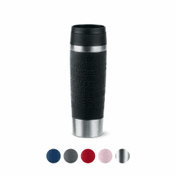 Emsa N20220 Travel Mug Classic Isolierbecher 0,5 Liter | neuer Komfort-Schraubverschluss | Edelstahl | 6h heiß und 12h kalt | 100% dicht | spülmaschinenfest | 360°-Trinköffnung | Schwarz Neu (Komfort-Schraubverschluss) Sleeve Schwarz