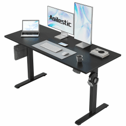 Agilestic Höhenverstellbarer Schreibtisch 120 x 60 cm, Stabiler Schreibtisch Höhenverstellbar Elektrisch mit Memory-Handsteuerung, Ergonomischer Steh-Sitz Tisch Computertisch, Schwarz Schwarz 120 x 60 cm