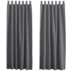 PONY DANCE Verdunklungsvorhänge Schlaufenschal 2er Set - Vorhänge Grau H 175 x B 140 cm Schlaufengardinen Blickdicht Thermovorhänge Wohnzimmer Modern Vorhang Grau Blickdicht H175 x B140 cm (2er Pack) Grau
