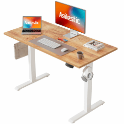 Agilestic Höhenverstellbarer Schreibtisch 100 x 60 cm, Stabiler Schreibtisch Höhenverstellbar Elektrisch mit Memory-Handsteuerung, Ergonomischer Steh-Sitz Tisch Computertisch, Hellbraun Hellbraun 100 x 60 cm