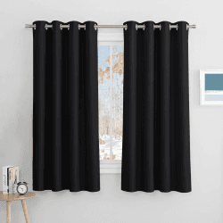 PONY DANCE Thermovorhang Blickdichte Gardienen 2-Set H 158 x B 132 cm Verdunklungsvorhänge für Schlafzimmer Ösenvorhang Schwarz Blickdichte Vorhänge Kurz H158 x B132 cm (2er Pack) Schwarz