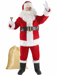 Boveco Weihnachts Weihnachtsmann Kostüm für Herren und Erwachsene, 11-teilig, Deluxe Samtanzug Outfit Weihnachten Weihnachtsmann Urlaub Party Cosplay XL