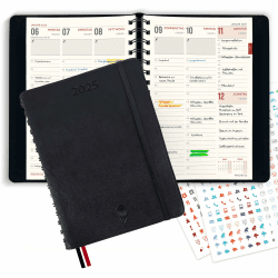 colortouch Terminplaner 2025, Kalender A5, Wochenplaner mit Softcover, Taschenkalender Ringbuch, 30 Minuten-Intervalle Planer mit 2 Blatt Aukfleber auf Deutsch, Buchkalender 14 Monate (Nov 24-Dez 25)