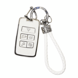 RCBDCYGJ Autoschlüssel Hülle Cover Passt für LandR LR4 Range Rover Sport Evoque Jaguar XF XE XJ XJL F-pace 5 Tasten Schlüsseletui TPU Schlüsselhülle For Land Rover -A-white