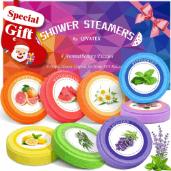 Qivatex Geschenke für Frauen: Duschbomben Aromatherapie (8 Stück), Geburtstagsgeschenke für Frauen, Mama, Oma, Mädchen, Teenager SPA Stressabbau Badebomben Set Adventskalender Füllung Bunt - 8Stück