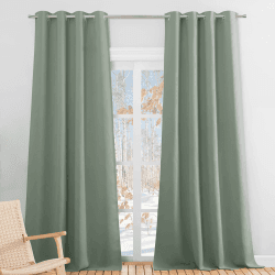 PONY DANCE Vorhänge Wohnzimmer Modern Blickdichte Gardinen Salbeigrün Ösenvorhang 2er Set H245 x B 140 cm Verdunklungsvorhänge Thermovorhang gegen Kälte Übergardinen mit Ösen H245 x B140 cm (2er Pack) Salbeigrün