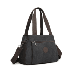 KONO Canvas Handtasche Frauen Schultertasche Schwarz