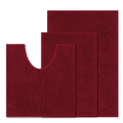UHOUSEST Badematte rutschfest, Weicher Badezimmerteppich-Wasserabsorbierend Badematte, Maschinenwaschbar Badvorleger, für Badewanne und Toilette-Burgunderrot 3 Stück Burgunderrot 50x80 & 40x60 & 50x50(U)