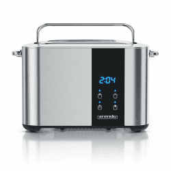 Arendo - Edelstahl Toaster Langschlitz 2 Scheiben- Touchscreen – Doppelwandgehäuse – Integrierter Brötchenaufsatz – 7 Bräunungsgrade – Brotzentrierung – Restzeitanzeige – Memoryfunktion - Silber