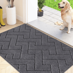 FCSDETAIL Schmutzfangmatte Innen 50 x 80 cm, rutschfeste Fußmatte, waschbar Sauberlaufmatte, absorbierend Türmatte, Fussmatte Teppich für Hund, Eingang, Haustür & Flur 50 x 80 cm Grau