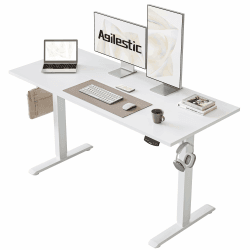 Agilestic Höhenverstellbarer Schreibtisch 120 x 60 cm, Stabiler Schreibtisch Höhenverstellbar Elektrisch mit Memory-Handsteuerung, Ergonomischer Steh-Sitz Tisch Computertisch, Weiß Weiß 120 x 60 cm
