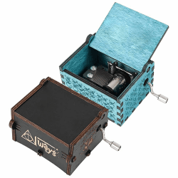 2 Stück Wooden Music Box, Hand Crank Music Boxes Wooden Music Cheese Antique Carved Wooden Hand Crank Music Boxes with Hand Crank for Birthday, Anniversary, Festival Schwarz