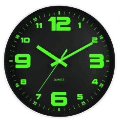 DIYZON Leuchtende Wanduhr, Geräuschlos, Nicht tickend, 30 cm, Nachtlicht-Wanduhren, Batteriebetrieben, Moderne Glas-beleuchtete Wanduhr, Dekorativ für Küche, Zuhause, Schlafzimmer, Büro Weiß 30CM