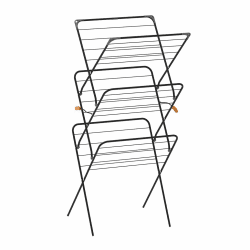 Rörets Wäscheständer Rise Black - Pop-Up-Konstruktion - Sicherheitssperre - 61x49x140 cm - 18 m Trockenfläche - Design und Qualität von Schwedens stärkster Trockenständermarke (Schwarz)