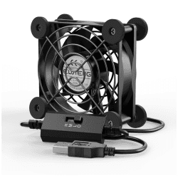 ELUTENG USB Lüfter 80mm 5V mit 3 Einstellbare Geschwindigkeiten mit 8 Schutzpolster stoßdämpfend, USB Ventilator Computer PC Lüfter 80mm für PS4 /TV Box/Receiver/AV Schrank/Router 80mm+8 mats mit 3 Einstellbare Geschwindigkeiten