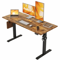 Agilestic Höhenverstellbarer Schreibtisch 120 x 60 cm, Stabiler Schreibtisch Höhenverstellbar Elektrisch mit Memory-Handsteuerung, Ergonomischer Steh-Sitz Tisch Computertisch, Braun Braun 120 x 60 cm