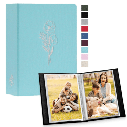 Lanpn Fotoalbum 10x15 100 2 Packungen, Klein Mini Leinen Einstecken Einsteckalbum für Hochformat Fotos Bilder Teal 100 Fotos/2PK Teal