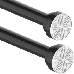 2Stücks Vorhangstange ohne Bohren Edelstahl Duschvorhang Stangen Verstellbar Gardinenstange Klemmstange Duschvorhang für Badewanne Badezimmer, Dusche, Fenster 170-260CM Neues Design Schwarz 170-260CM(2Stücke)