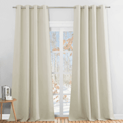 PONY DANCE Vorhang Beige Blickdicht Wohnzimmer Gardinen mit Ösen 2er Set H 260 x B 140 cm Thermo Vorhänge gegen Kälte und Hitze Blackout Thermal Curtains for Living Room, Hellbeige H300 x B140 cm (2er Pack) Hellbeige
