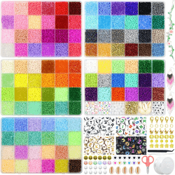BIBOKLTIY 114 Farben 29300 Stück 3mm Glasperlen zum Auffädeln, glasperlen für armbänder erwachsene, Armband Rocailles Perlen Set, Perlenkette Selber Machen Set, Bastelperlen zum Auffädeln 114 Farbe 3mm