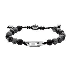 Diesel Herrenarmband aus Halbedelmetall, Perlen oder Edelstahl mit Karabinerhaken- oder Schiebereglerverschluss Dunkelgrau