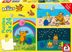 Schmidt Spiele 56212 Die Maus, Gute Freunde, 3x24 Teile Kinderpuzzle, Blau