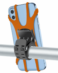 Zoeley Handyhalterung Fahrrad, Universal Handyhalterung Motorrad【1s-Installation】Abnehmbare 360​​° Drehen【Silikon Anti-Vibration】Fahrradhalterung Lenker Rennrad für alle 4.0-7 Zoll Smartphone (Orange)