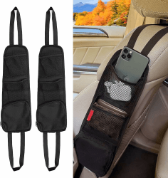 Voarge Autositz-Seitenorganisator,Generisch Autositz Organizer Hängende Seitentasche, Faltbare Autositz Organizer Seite,mit Mehreren Taschen, Schwarz