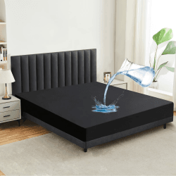 mafudoxi Wasserdichter Matratzenschoner 160x200 cm Spannbettlaken, Atmungsaktiv Matratzenauflage Bettlaken, Hochwertige Spannbetttücher, Inkontinenzunterlage Waschbar bei 60° - Schwarz Schwarz 160×200cm