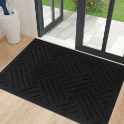 Lurowo Fußmatte für außen und innen 60x90 cm, rutschfest Schmutzfangmatte für Haustür, waschbar Fussmatte mit Wasserdicht und Saugfähigkeit, wetterfest Fußabstreifer für Hund, Eingang (Schwarz, 60*90) 60*90 Schwarz