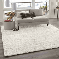 VIMODA Teppich Prime Shaggy Hochflor Einfarbig Weiss Creme Weich für Wohnzimmer, Schlafzimmer, küche, Maße:200x280 cm Rechteckig Creme 200x280 cm