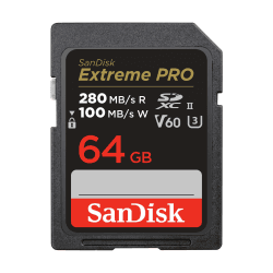 SanDisk Extreme PRO SDXC UHS-II Speicherkarte V60 64 GB (280 MB/s, 6K, 4K UHD, U3, C10, Rescue PRO Deluxe) 64GB UHS-II V60 Extreme PRO V60